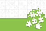 Some White Puzzles Pieces Green - Vector Jigsaw