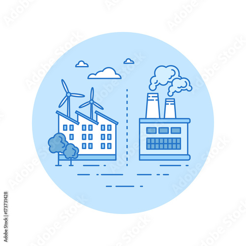 Factory reorganization icon in lineart style