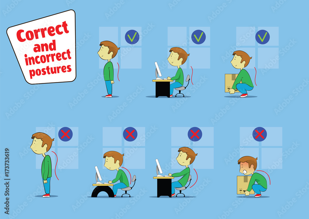 Fun cartoon boy sitting, working and lifting heavy things Fun cartoon boy sitting, working and lifting heavy things