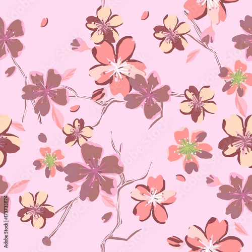 Tapety Piękne kwiatowe wzory w japońskim stylu