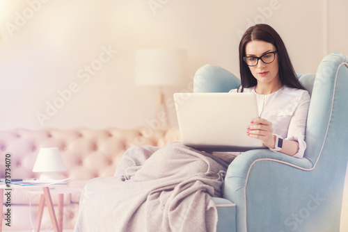 Tender woman working at home