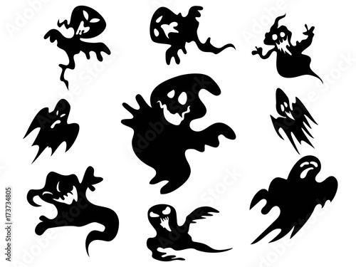 black halloween ghost around background