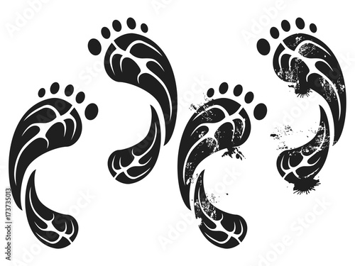 black grunge carbon eco footprints