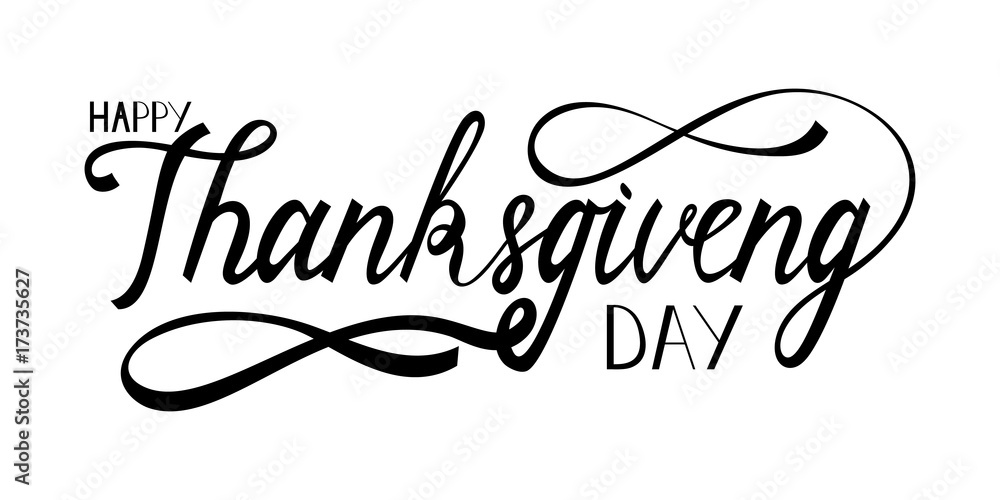 hand drawn thanksgiving lettering greeting phrase happy thanksgiving day