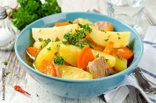 Meat stew with potatoes and carrots