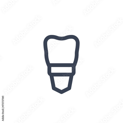 tooth implant icon on white, linear