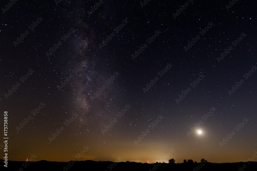 Moon and Milky Way
