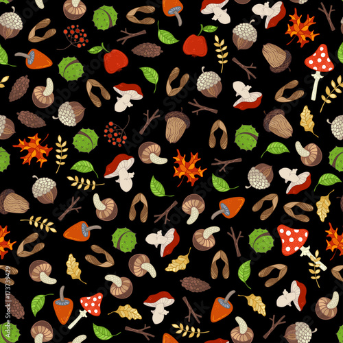 Vector seamless autumn pattern.
