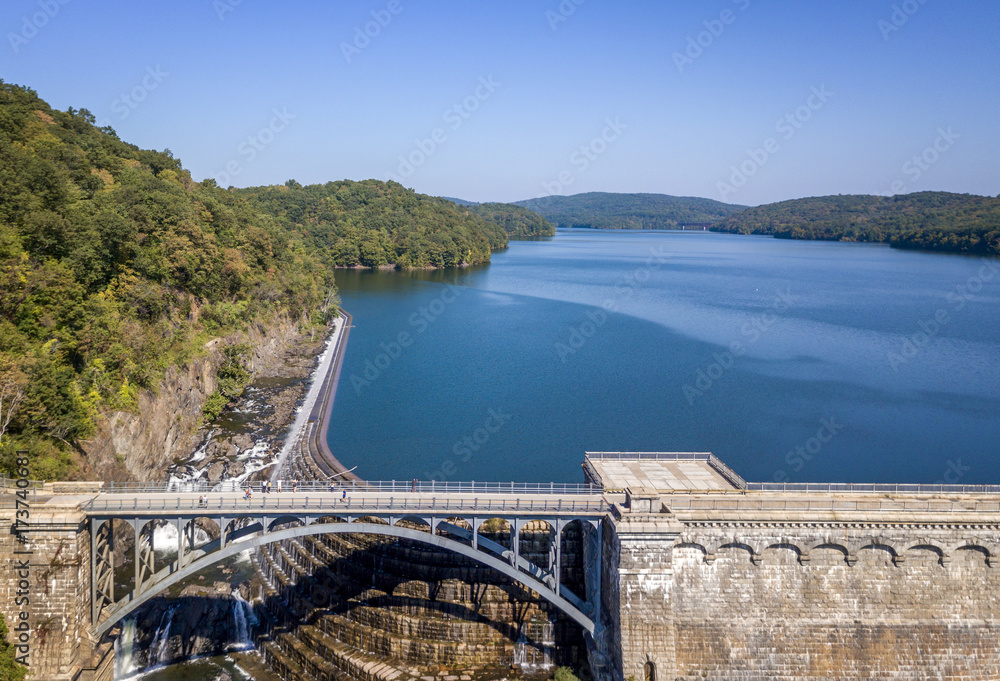 Aerial view of a dam