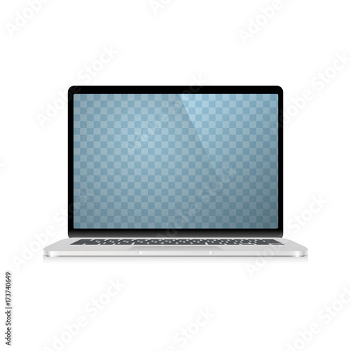 Computer open book object on the white background. Vector illustration