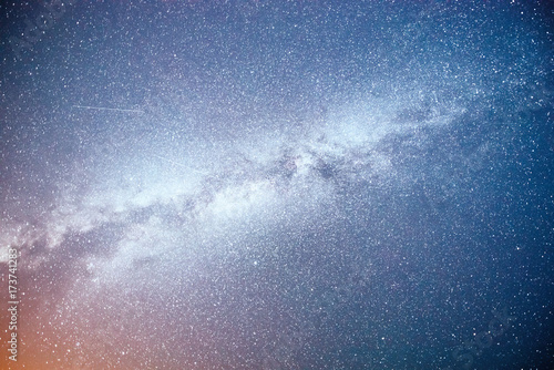 Vibrant night sky with stars and nebula and galaxy. Deep sky astrophoto