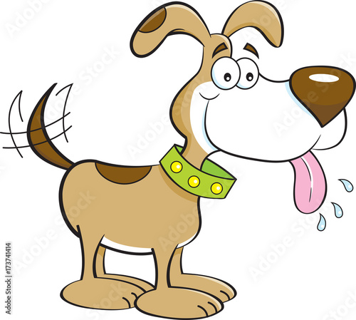 Cartoon illustration of a dog with it's tongue out.