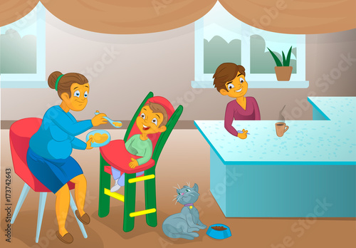 old nanny feeding kid