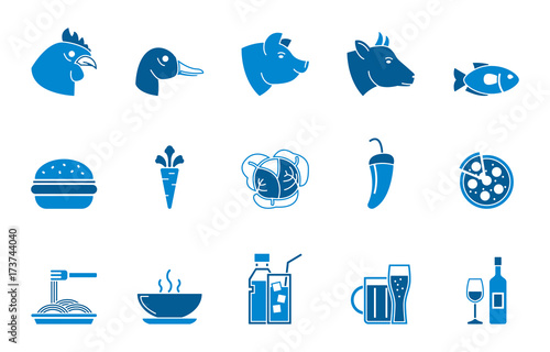 Speisekarte Iconset - Blau