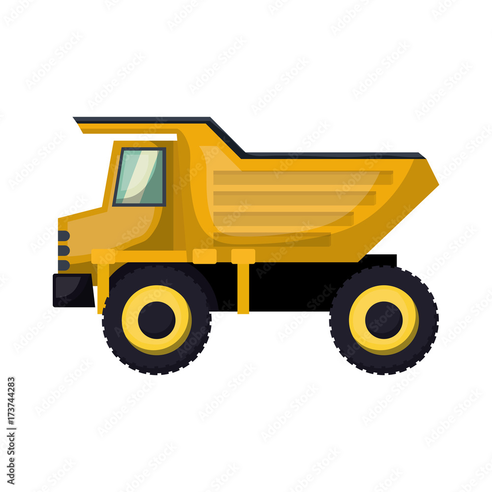 dump truck flat icon colorful silhouette with half shadow