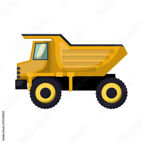 dump truck flat icon colorful silhouette with half shadow