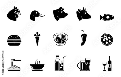 Speisekarte Iconset - Schwarz