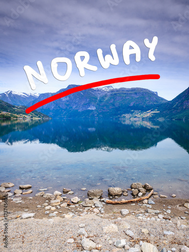 Mountains and fjord in Norway, photo