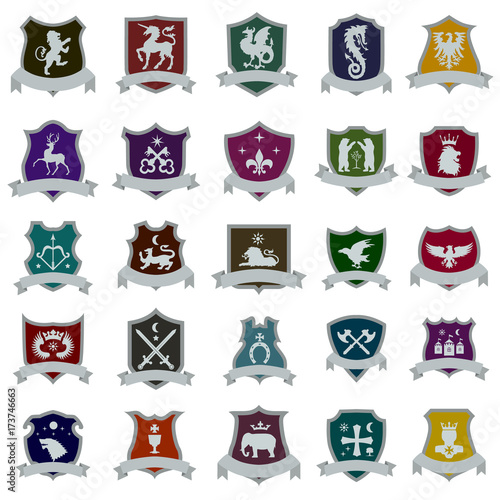 coat of arms flat icon set