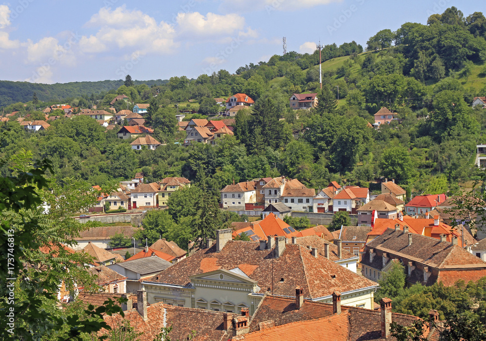 cityscape of Sighisoara in Romania