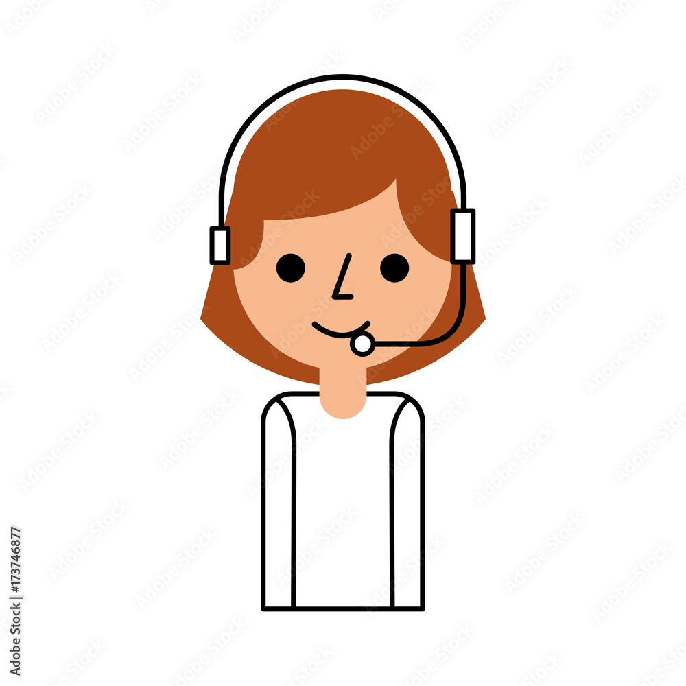 portrait of customer support operator call center worker with headset portrait of customer support operator call center worker with headset