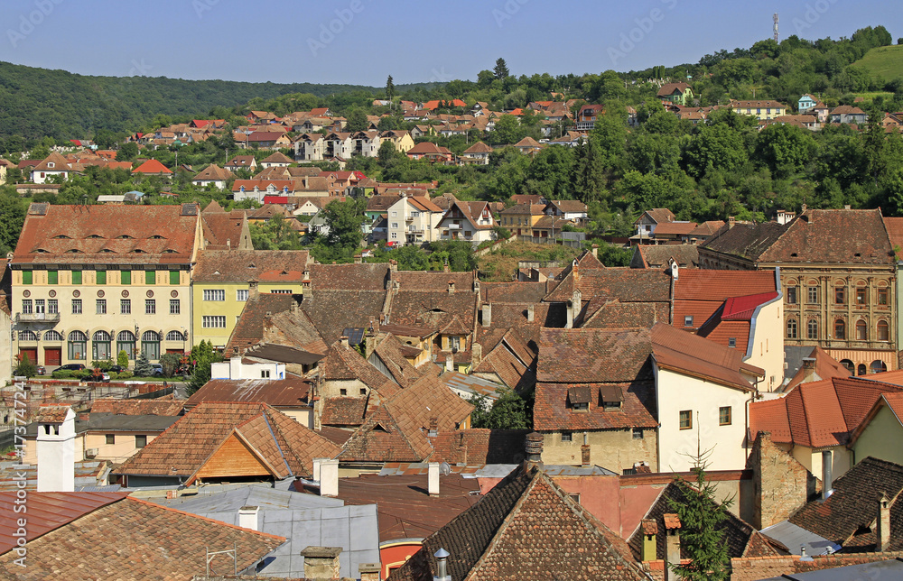 cityscape of Sighisoara in Romania