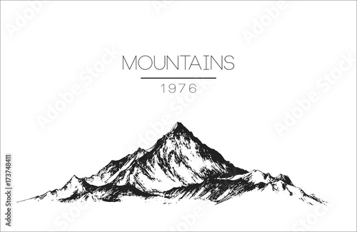 hand drawn vintage vector logo with mountains