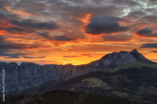Colorful sunrise over Anboto mountain