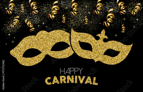 Happy carnival gold glitter mask costume design
