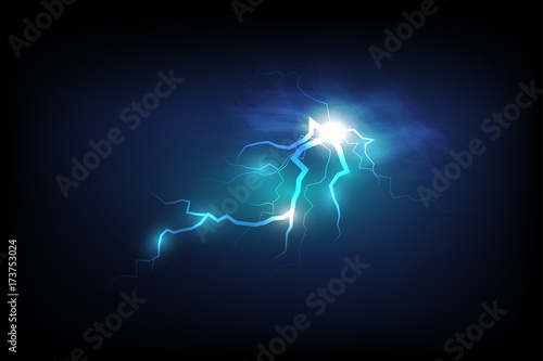 lightning strike during an electrical storm vector illustration