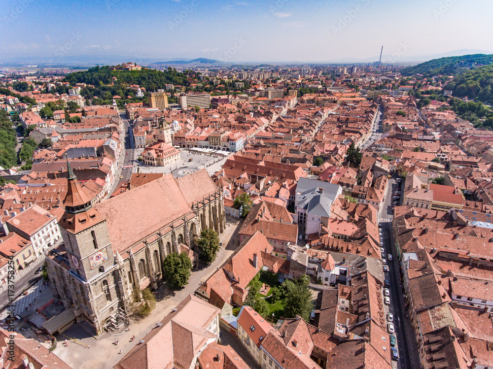 Brasov city centre aerial view