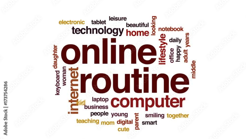 Online routine animated word cloud, text design animation. Online routine animated word cloud, text design animation.