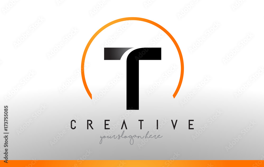 T Letter Logo Design with Black Orange Color. Cool Modern Icon Template. - obrazy, fototapety, plakaty 