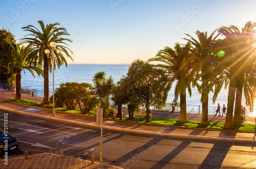 Road on coastline in Nice, Cote d'Azur, French Riviera, France © Olena Zn