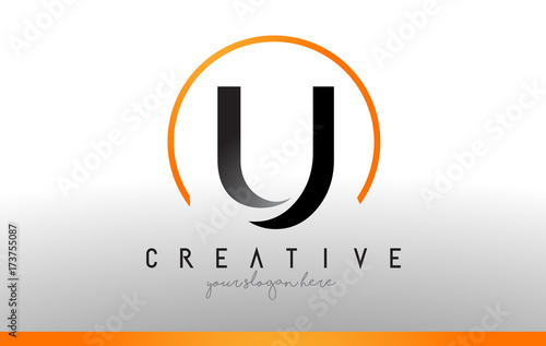 U Letter Logo Design with Black Orange Color. Cool Modern Icon Template.