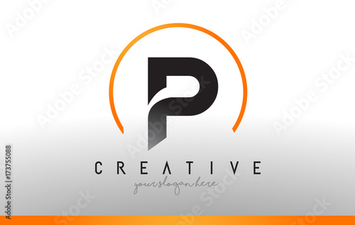 P Letter Logo Design with Black Orange Color. Cool Modern Icon Template.