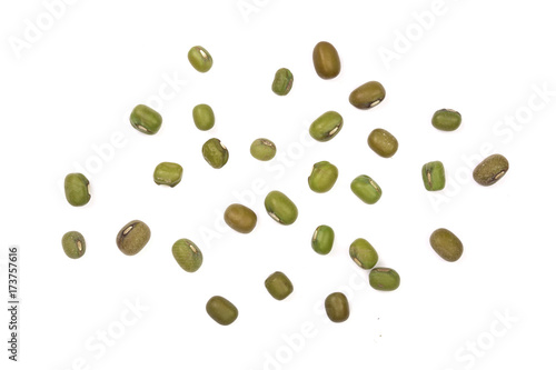 Mung beans isolated on white background. Top view