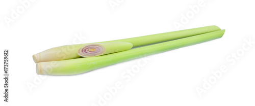 fresh Lemongrass with slice isolated on white background photo