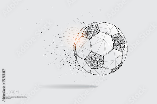 The particles line and dot of ball moving.