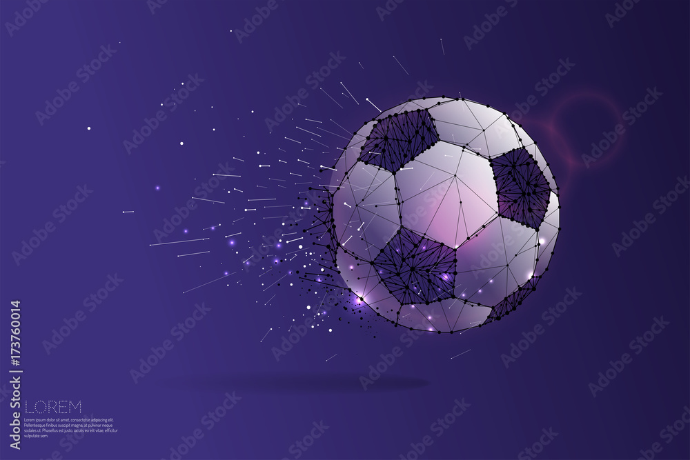 Naklejka premium The particles line and dot of ball moving.