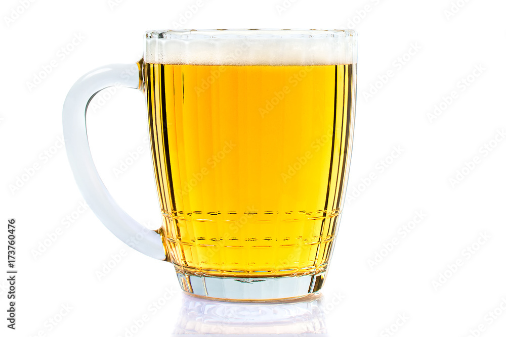 Frosty glass of light beer set isolated on a white background Frosty glass of light beer set isolated on a white background