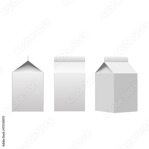Milk or juice carton packaging package box white blank isolated. Vector