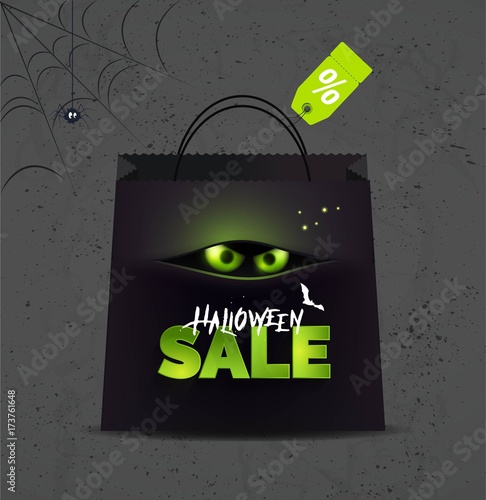 Halloween sale  background. Halloween banner for online shopping with halloween symbols and text. Vector illustration.
