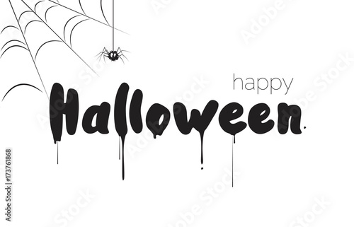 Happy halloween text. Happy Halloween modern brush calligraphy.  Vector illustration