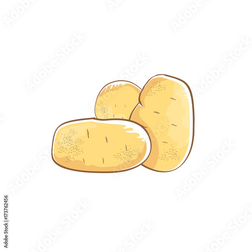 vector funny cartoon cute brown potatoes set isolated on white background.