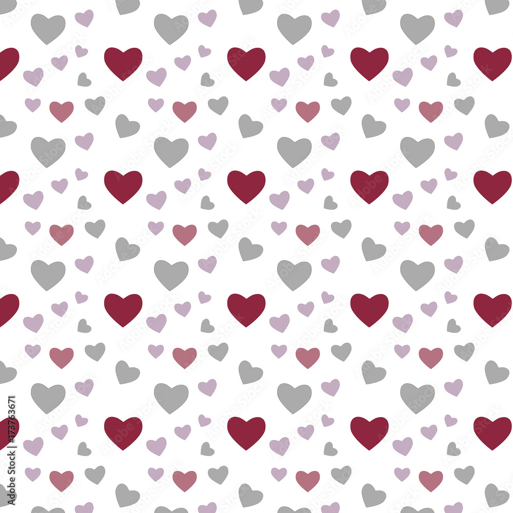 Colorful of hearts, illustration Seamless pattern on white background Colorful of hearts, illustration Seamless pattern on white background