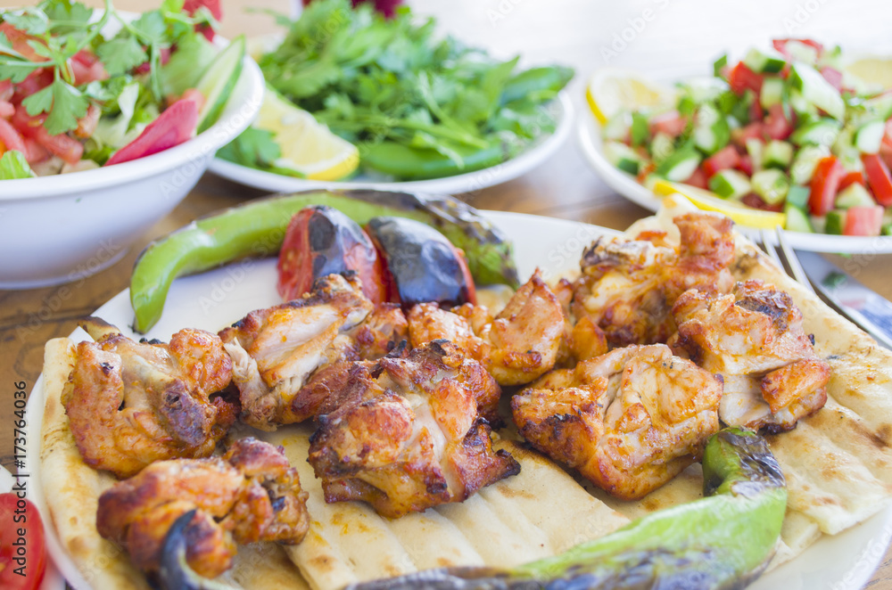 Chicken shish kebab menu, chicken leg Chicken shish kebab menu, chicken leg