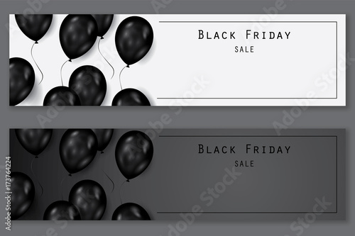 Black friday sale deals - horizontal vector balloons banner ( shopping , promotion )