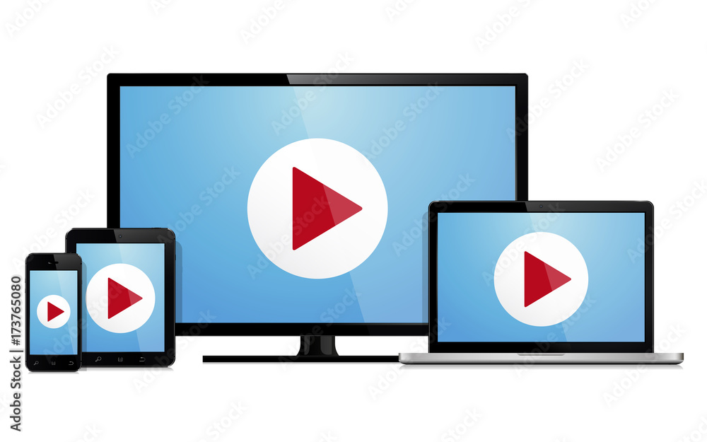 Set of modern technology devices template for responsive design presentation Set of modern technology devices template for responsive design presentation