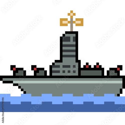 vector pixel art warship